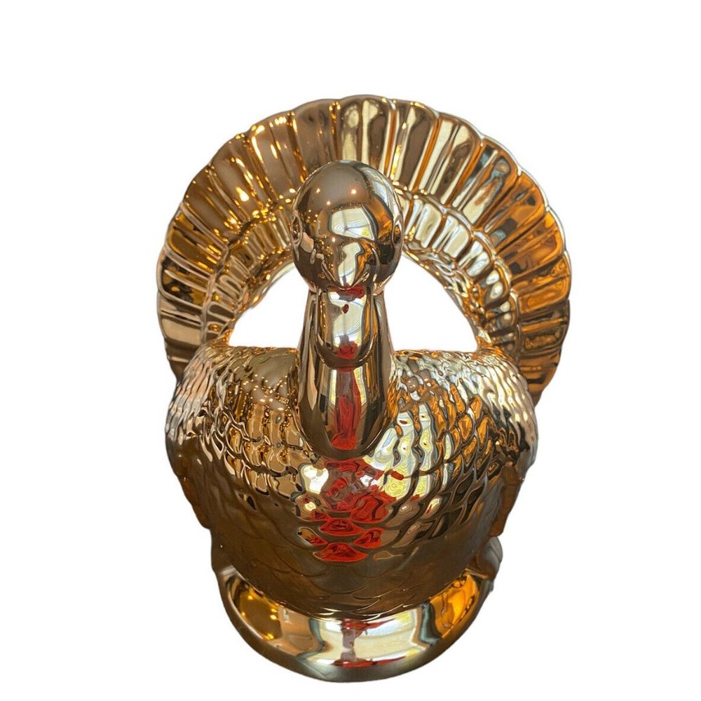 New 2021 Bath & Body Works GOLD TURKEY Candle Pedestal Holder - Picture 2 of 6